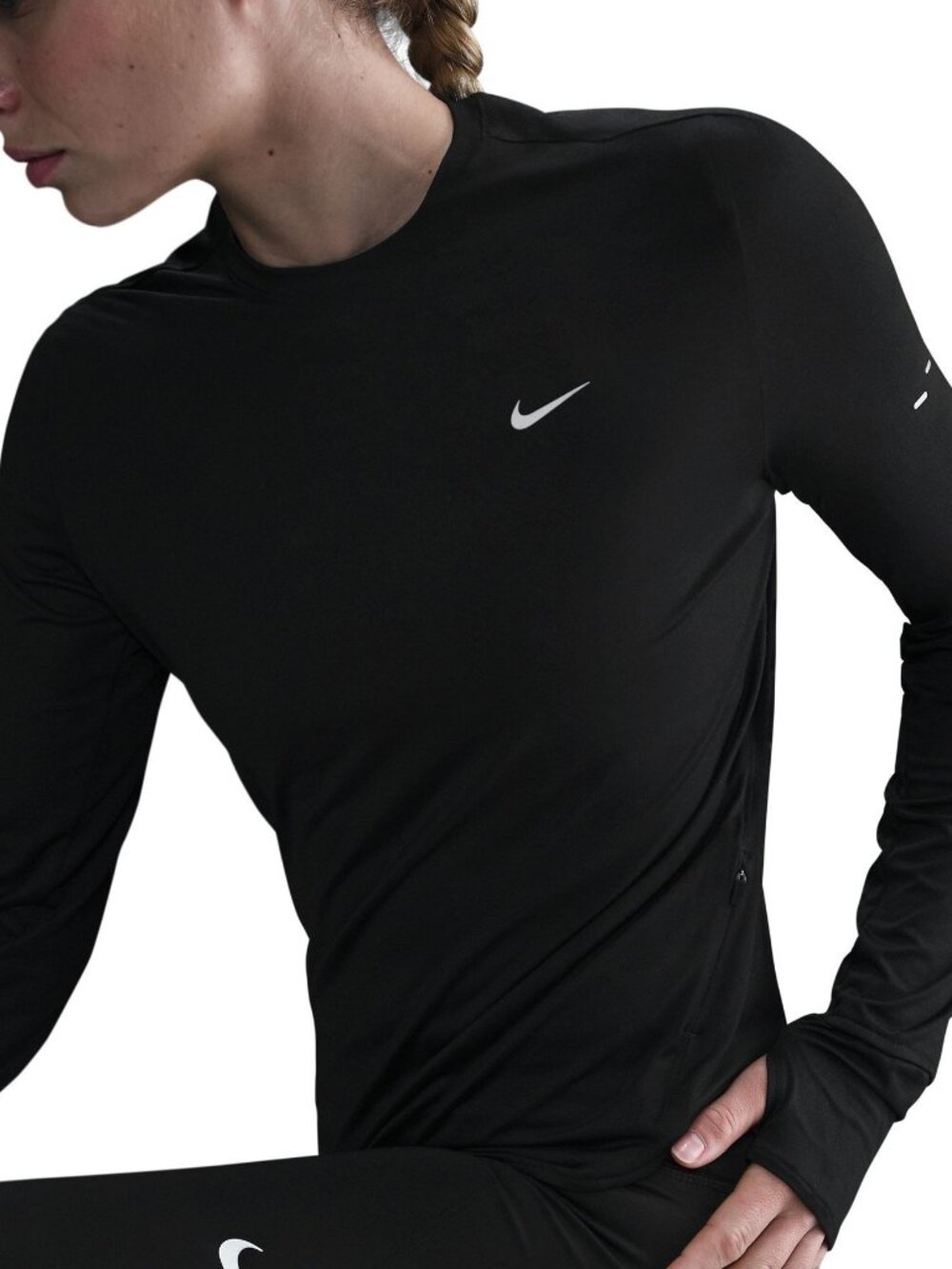 Nike Women's Swift Dri-FIT UV Long Sleeve Running Shirt Black Size M NWT
